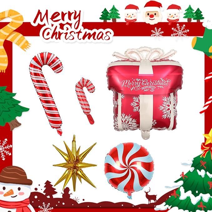 153PCS Christmas Balloon Arch Garland Kit Red Green Gold Candy Star Decor