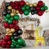 163PCS Christmas Balloon Arch Garland Kit Red Green Gold Elk Party Decor
