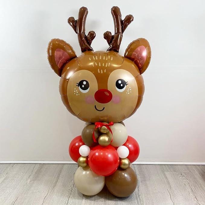 138PCS Christmas Reindeer Balloon Garland Kit Red Brown White Gold Moose Decor