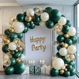 Emerald Green White Gold Balloon Arch Kit Double Stuffed Balloons for Party Decor