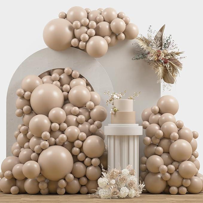 Nude Beige Balloon Arch Kit 115pcs Double Stuffed Balloons for Boho Party Decor