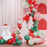 Christmas Balloon Arch Kit Red Pink Green Balloons with Candy Cane and Santa Foils