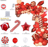 Christmas Balloon Arch Kit with Red White Balloons, Candy & Star Foil for Party