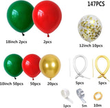 Red Green Gold Balloon Garland Kit with Confetti & Metallic Balloons for Party Decor