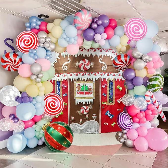 Christmas Balloon Garland Kit 158pcs Candyland Balloons for Xmas & New Year Party Decor