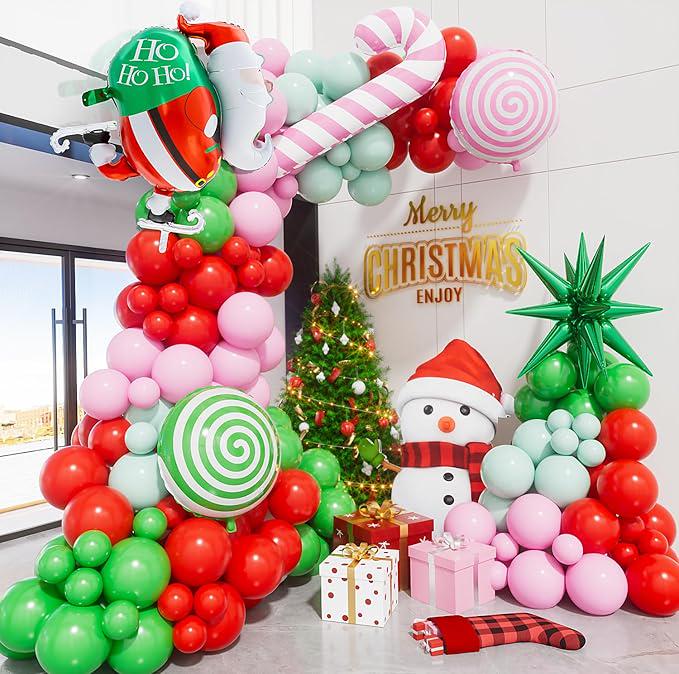 Christmas Balloon Garland Kit: Red, Green & Pink Candy Balloons