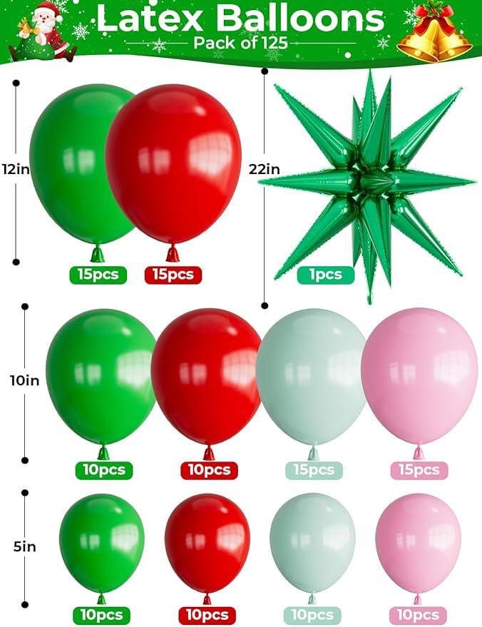 Christmas Balloon Garland Kit: Red, Green & Pink Candy Balloons