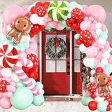 Gingerbread Balloon Garland Kit 139pcs Pink Red Green White for Christmas & New Year Party