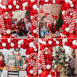 Christmas Balloon Garland Kit with Red White Candy Gift Box & Star Balloons for Party