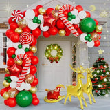 Christmas Balloon Garland Kit with Red, Gold, White & Green Balloons for Party Decor