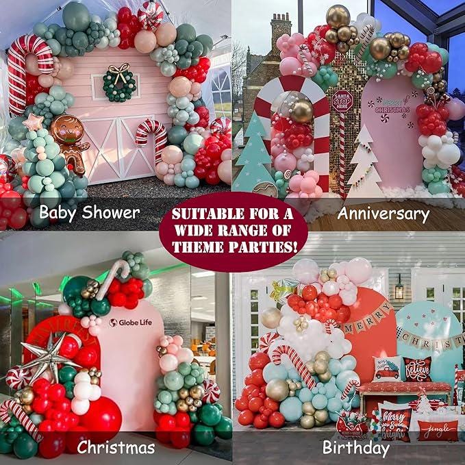 150-Piece Pastel Christmas Balloon Garland Kit with Pink, Green & Brown Balloons for Party