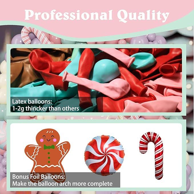 150-Piece Pastel Christmas Balloon Garland Kit with Pink, Green & Brown Balloons for Party