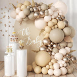 166-Piece Boho Nude Balloon Garland Kit with Pastel Browns & Golds for Baby Shower or Birthday