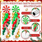 2-Set Christmas Candy Balloon Column Kit with Red, White & Green Balloons for Party Decor