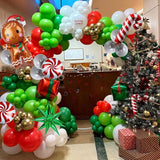 153-Piece Christmas Balloon Garland Kit with Red, Green & White Balloons and Festive Foils