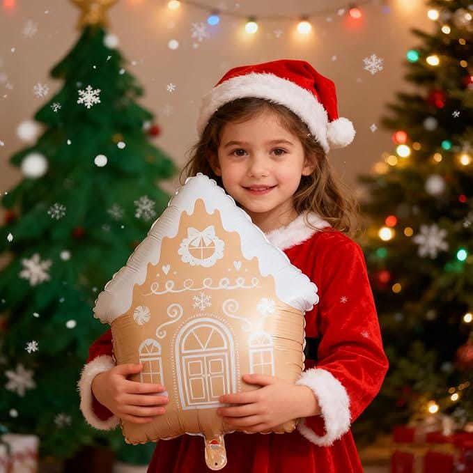 146-Piece Christmas Gingerbread Balloon Garland Kit with Red, Brown & Festive Mylar Balloons for Party