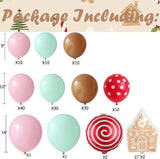 146-Piece Christmas Gingerbread Balloon Garland Kit with Red, Brown & Festive Mylar Balloons for Party