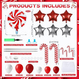 2-Set Adjustable Christmas Balloon Column Kits with Red, White & Silver Balloons for Party Decor