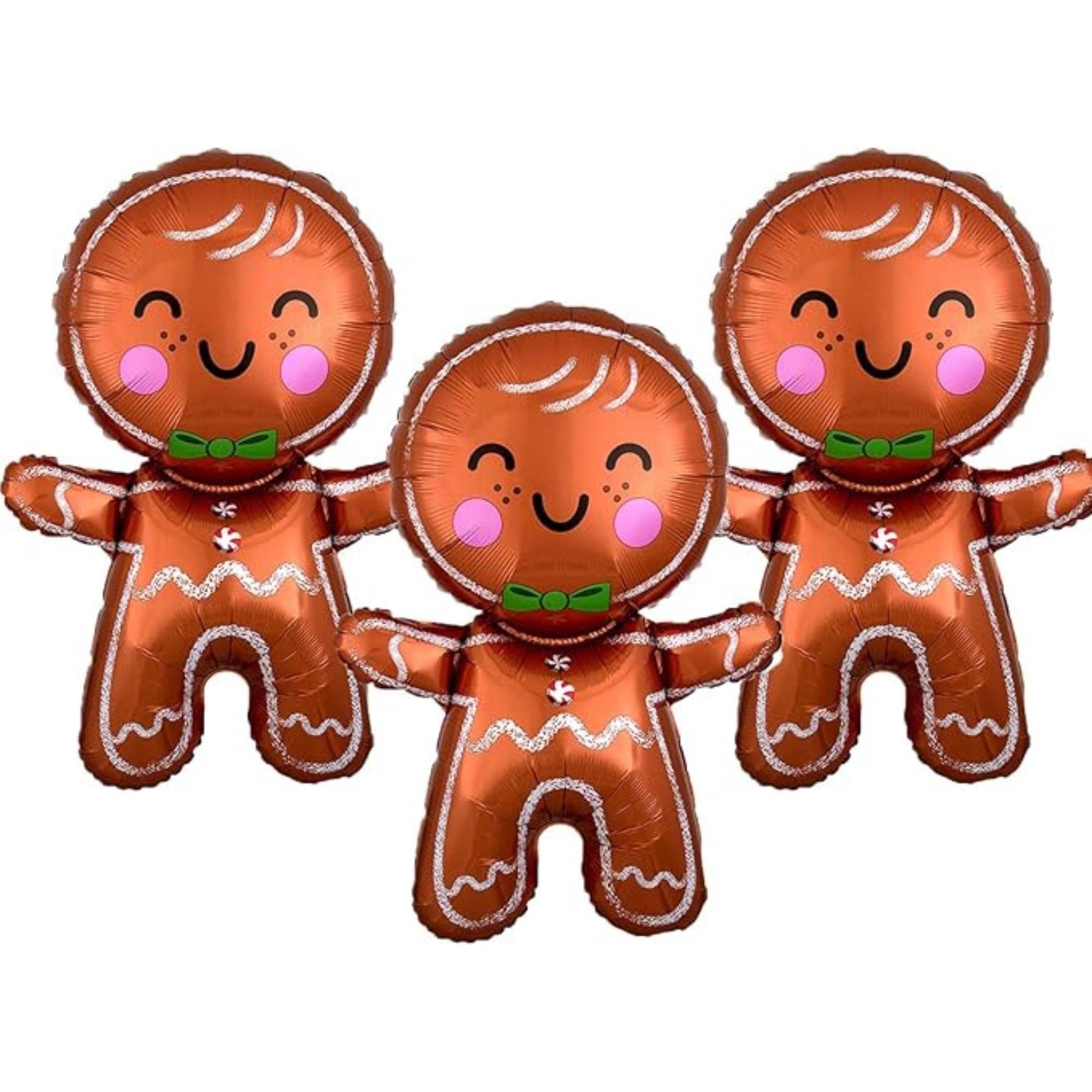 3-Piece Christmas Gingerbread Man Foil Balloons Set for Party Decorations