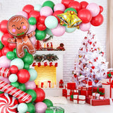 Christmas Balloon Garland Kit with Green, Red & White Balloons and Festive Foils for Party