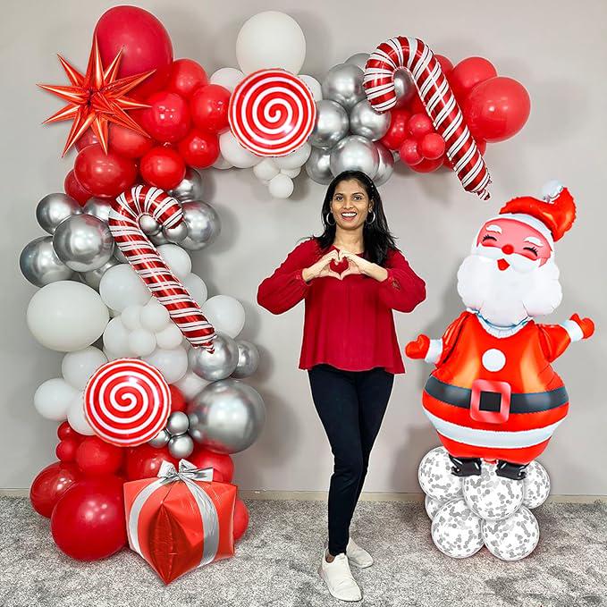 149-Piece Christmas Balloon Garland Kit with Red, White & Festive Foil Balloons for Party Decor