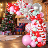 Christmas Balloon Arch Kit: Red, Pink, Green with Candy Cane & Star