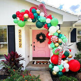 Christmas Balloon Arch Kit: Red, Green, Gold Star Decor