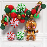 Gingerbread Balloon Arch Kit 80Pcs Red Green Gold Candy Cane Mylar Balloons Décor