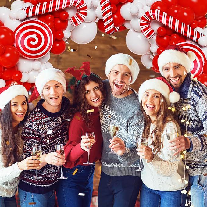 Christmas Balloon Arch Kit: Red, White, and Candy Decorations