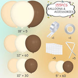 Boho Balloon Arch Kit: Brown, White & Nude, 155 Piece