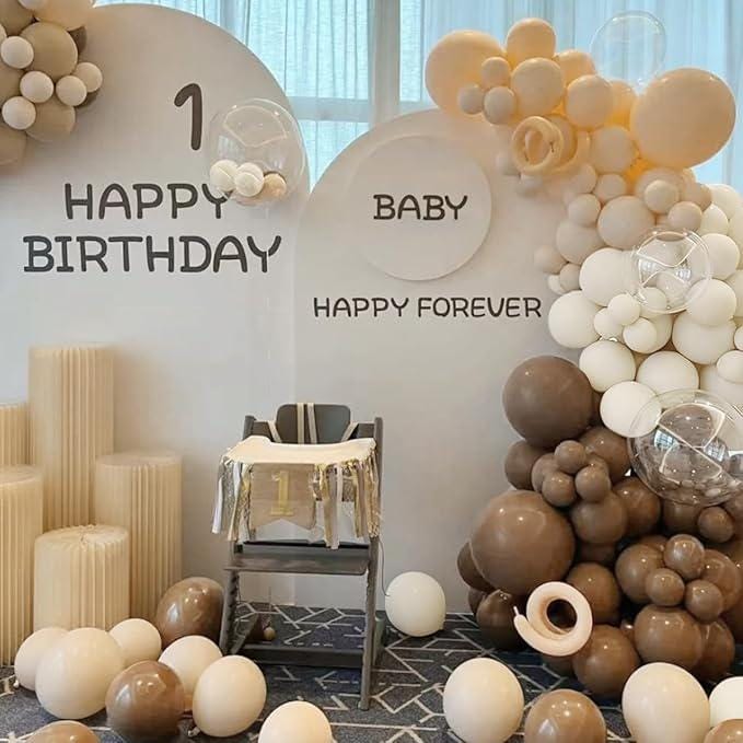 Boho Balloon Arch Kit: Brown, White & Nude, 155 Piece