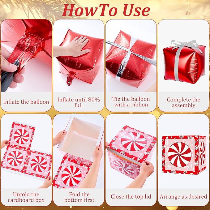Christmas Balloon Arch Kit: JOY Boxes, Candy Cane & Star Decor