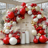 Red, White & Gold Balloon Arch Kit – Festive Party Garland