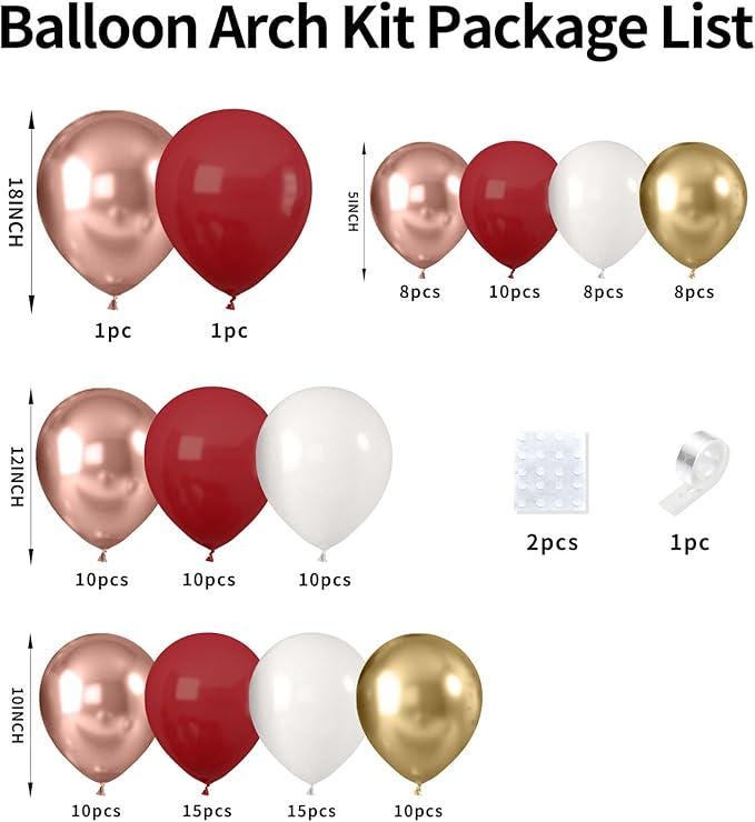 Burgundy Balloon Arch Kit 108Pcs Burgundy Rose Latex Balloons for Wedding Birthday Décor