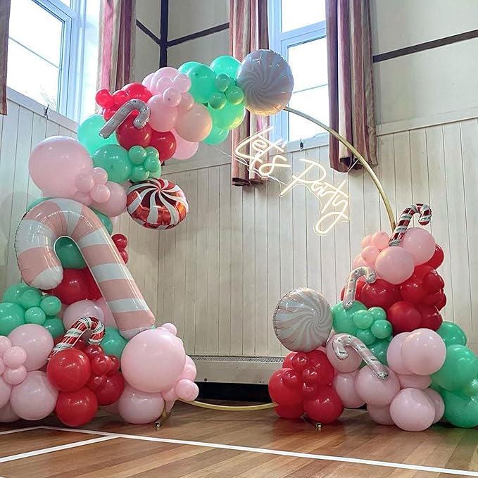 Christmas Balloon Arch Kit: Gingerbread, Candy Cane Foil Balloons
