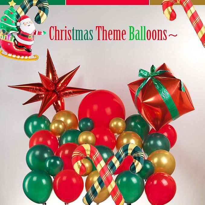 Christmas Balloon Arch Kit: Red, Green, Gold, Santa Decor