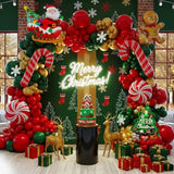 Winter Christmas Balloon Arch Red Green Gold with Candy Cane Snowman & Snowflake Décor