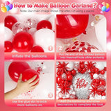 Red White Balloon Arch Kit 153Pcs with Stars Confetti Balloons for Christmas Wedding Party