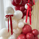 Red and Pearl White Balloon Arch Kit with Bows (185 Pcs)