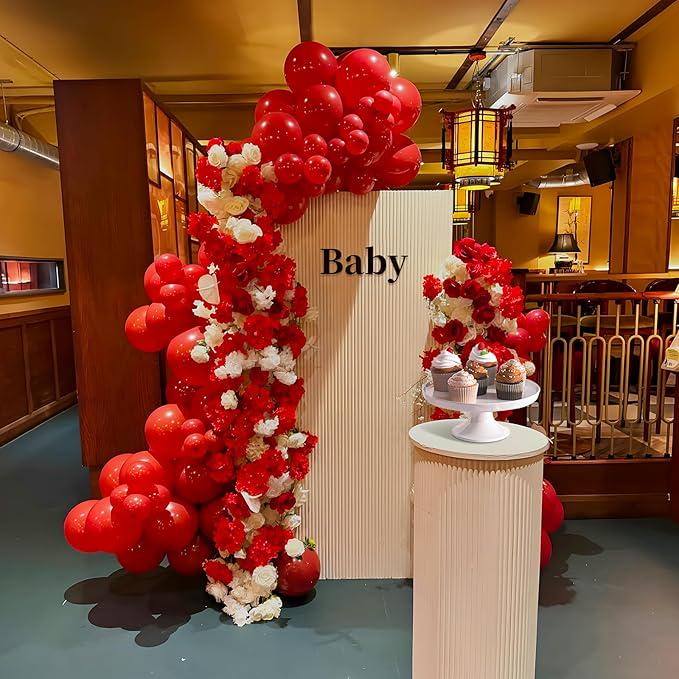 Red Balloon Arch Kit 124Pcs Latex Balloons in Various Sizes for Christmas Birthday Party