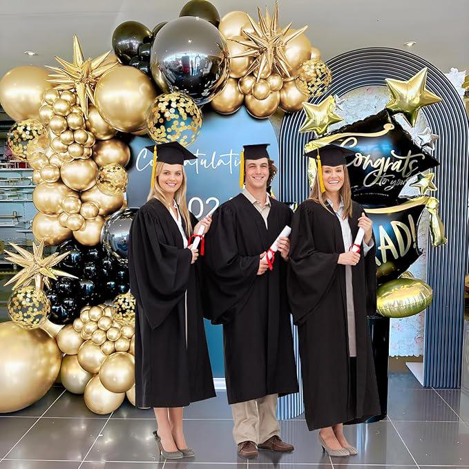 Black & Gold Balloon Arch Kit: Confetti Balloons, Party Decorations