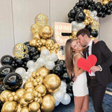 Black & Gold Balloon Arch Kit: Confetti Balloons, Party Decorations