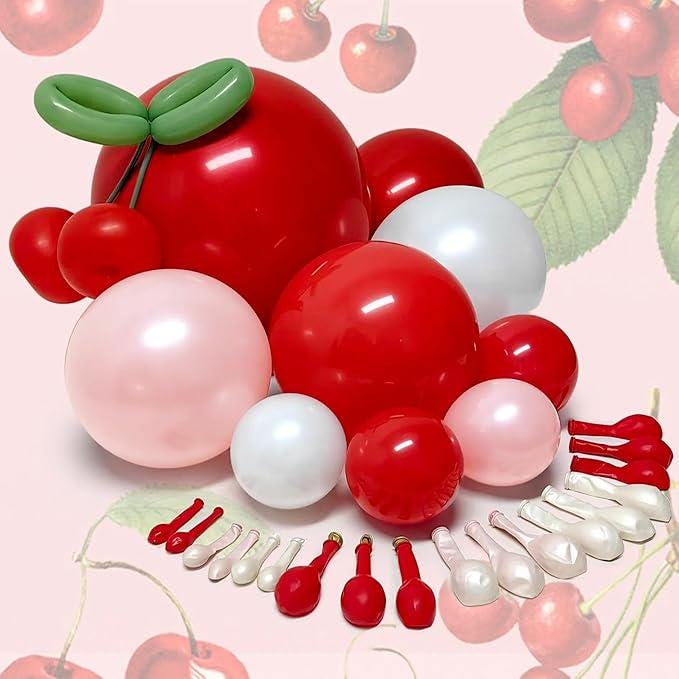 Red and Pink Balloon Arch with Pearl Balloons for Baby Shower Birthday Party Decor