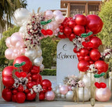 Red and Pink Balloon Arch with Pearl Balloons for Baby Shower Birthday Party Decor