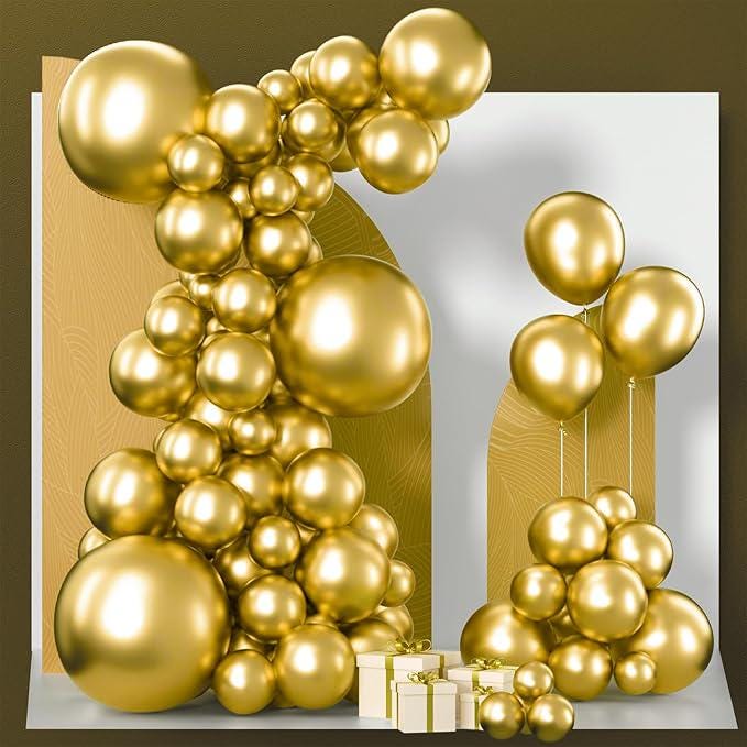 85-Piece Metallic Gold Balloon Set in Various Sizes for Party Garland or Arch