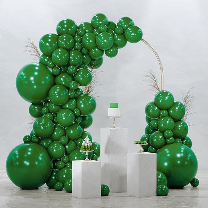 128-Piece Dark Green Balloon Set in Various Sizes for Party Garland or Arch