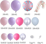 158-Piece Pastel Christmas Balloon Arch Kit with Pink Purple Silver Balloons and 3D Accents