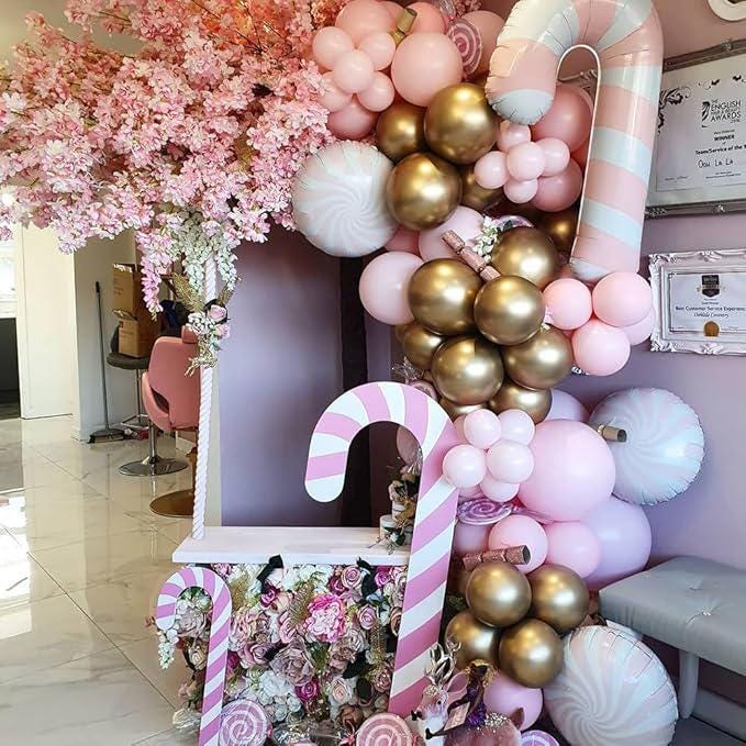 158-Piece Pastel Christmas Balloon Arch Kit with Pink Purple Silver Balloons and 3D Accents