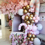 158-Piece Pastel Christmas Balloon Arch Kit with Pink Purple Silver Balloons and 3D Accents