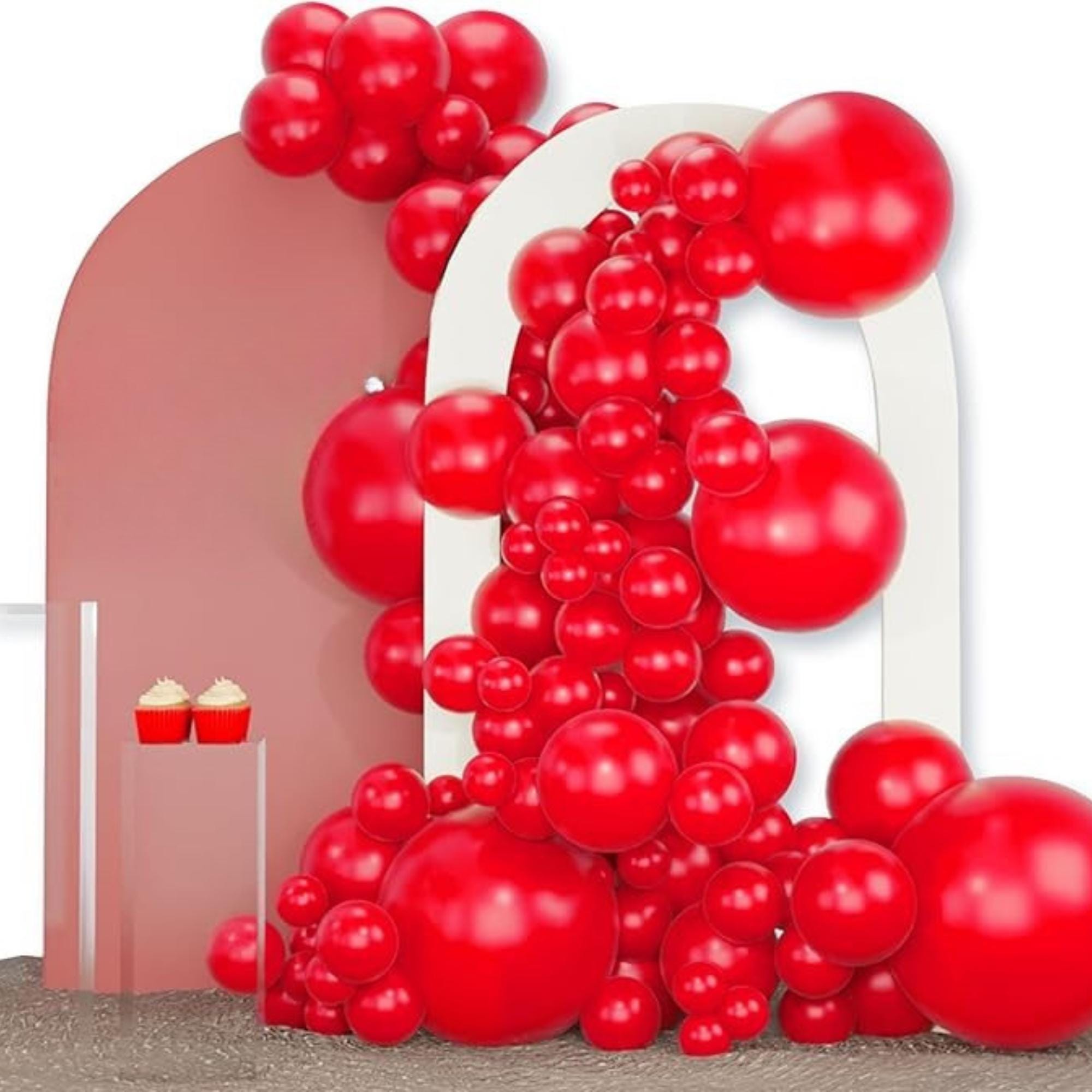 120-Piece Red Balloon Arch Kit in Various Sizes for Birthday Valentine Graduation Party Decor